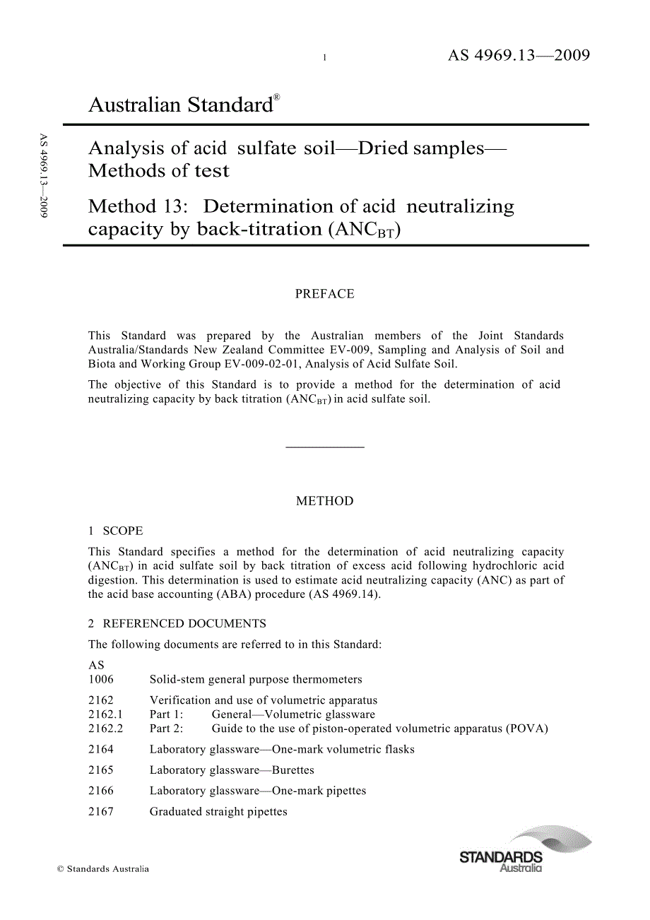 【AS澳大利亚标准】AS 4969.13 Analysis of acid sulfate soil—Dried samples— Methods of test Method.doc_第1页