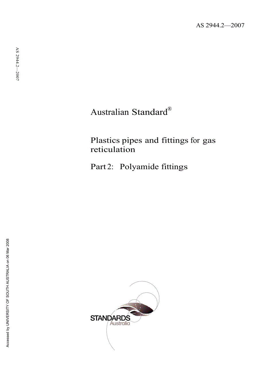 【AS澳大利亚标准】AS 2944.2 Plastics pipes and fittings for gas reticulationPolyamide fittings.doc_第1页