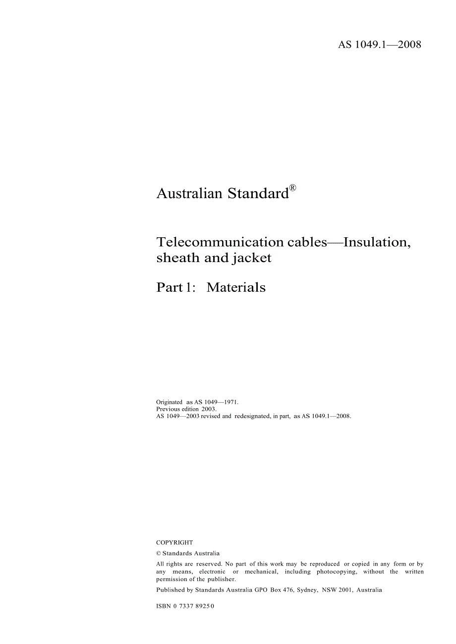 【AS澳大利亚标准】AS 1049.1 Telecommunication cablesInsulation, sheath and jacket Part 1 Materials.doc_第3页