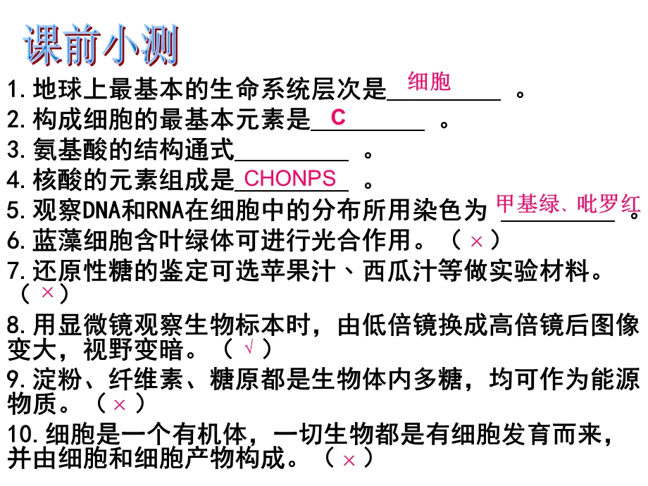 周五讲课复习第三章细胞的基本结构.ppt_第1页