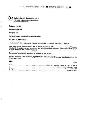 【UL标准】UL 7452331995 Particular Requirements for Portable Bandsaws.doc