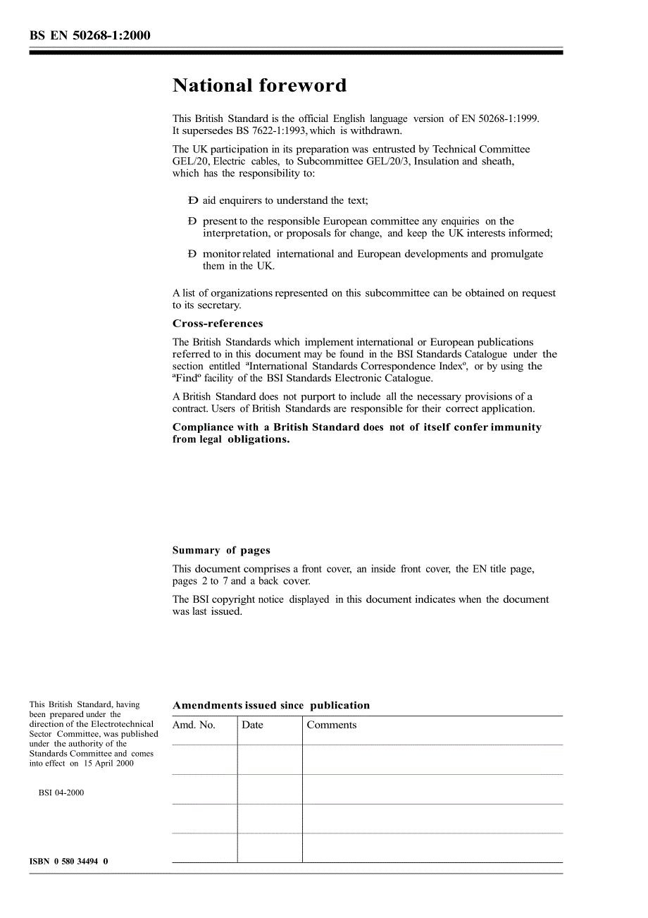 BS英国标准BS EN 5026812000 在燃烧条件下电缆通常试验方法 在规定条件下电缆燃烧烟密度测量 仪器.doc_第2页