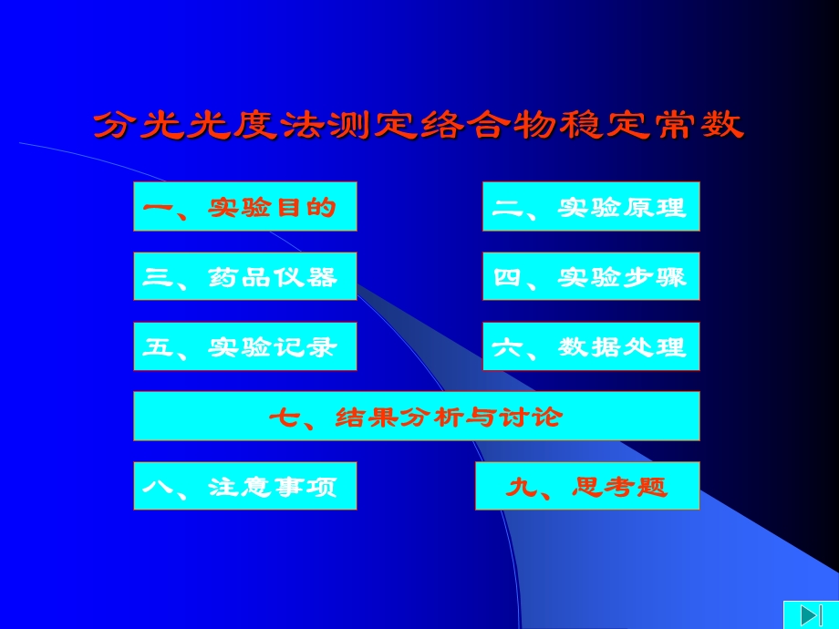 实验分光光度法测定络合物稳定常数.ppt_第1页