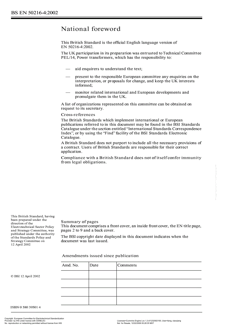 BS英国标准BS EN 5021642002 电源变压器及电抗器配件 第4部分 主要配件(接地端子 排放和填充装置 温度计套和轮子.doc_第2页