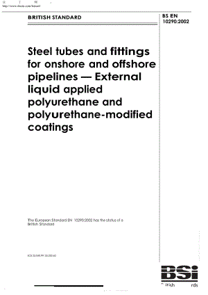 【BS标准word原稿】BS EN 102902002 岸上和海上管路钢管及配件加有聚氨脂和改性聚氨脂胶的外用液体.doc
