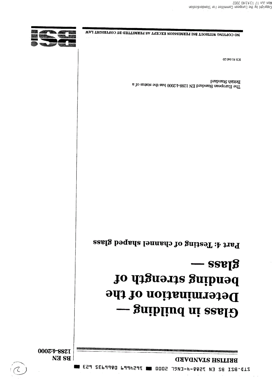 【英国标准word原稿】BS EN 128842000 建筑物用玻璃.玻璃弯曲强度的测定.U型玻璃的试验.doc_第1页