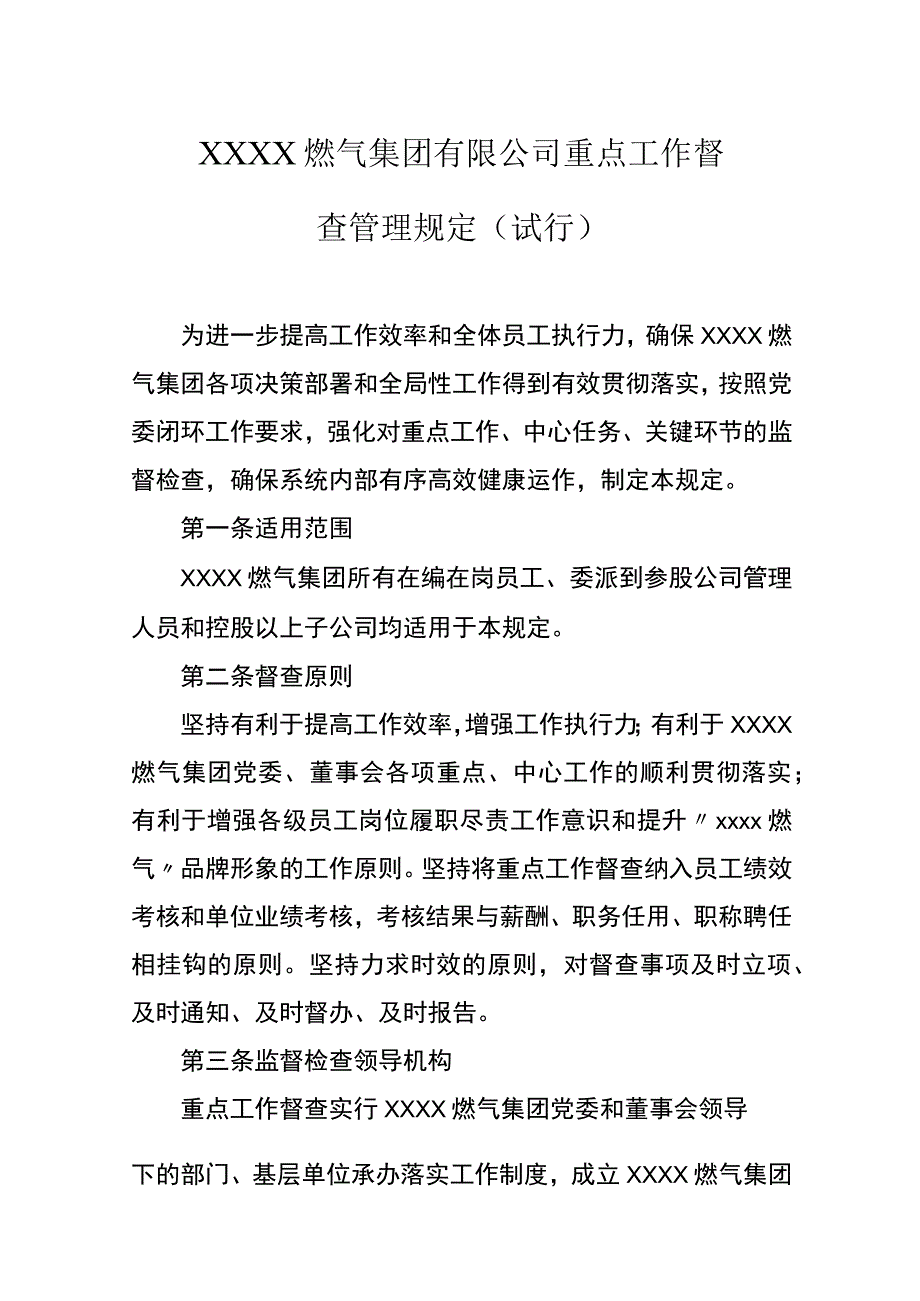 燃气集团有限公司重点工作督查管理规定（试行）.docx_第1页