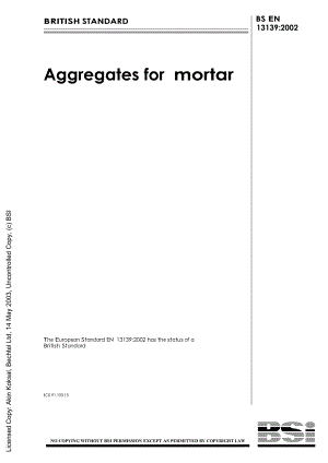 【BS英国标准】BS EN 131392002 Aggregates for mortar.doc