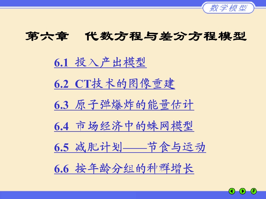 姜启源第四版《数学模型》第6章代数方程与差分方程模型.ppt_第1页