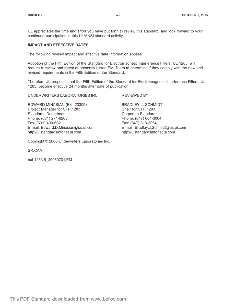 【UL标准】UL 1283 BUL LETINS2005 Standards Technical Panel (STP) for Electromagnetic Interferenc.doc_第2页