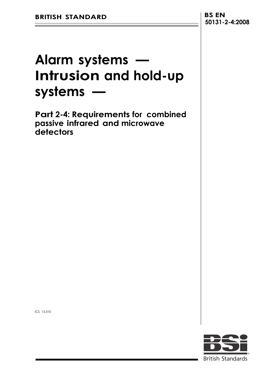 BS英国标准BS EN 5013124 Alarm systems — Intrusion and holdup systems — Part 24 Requireme.doc_第1页