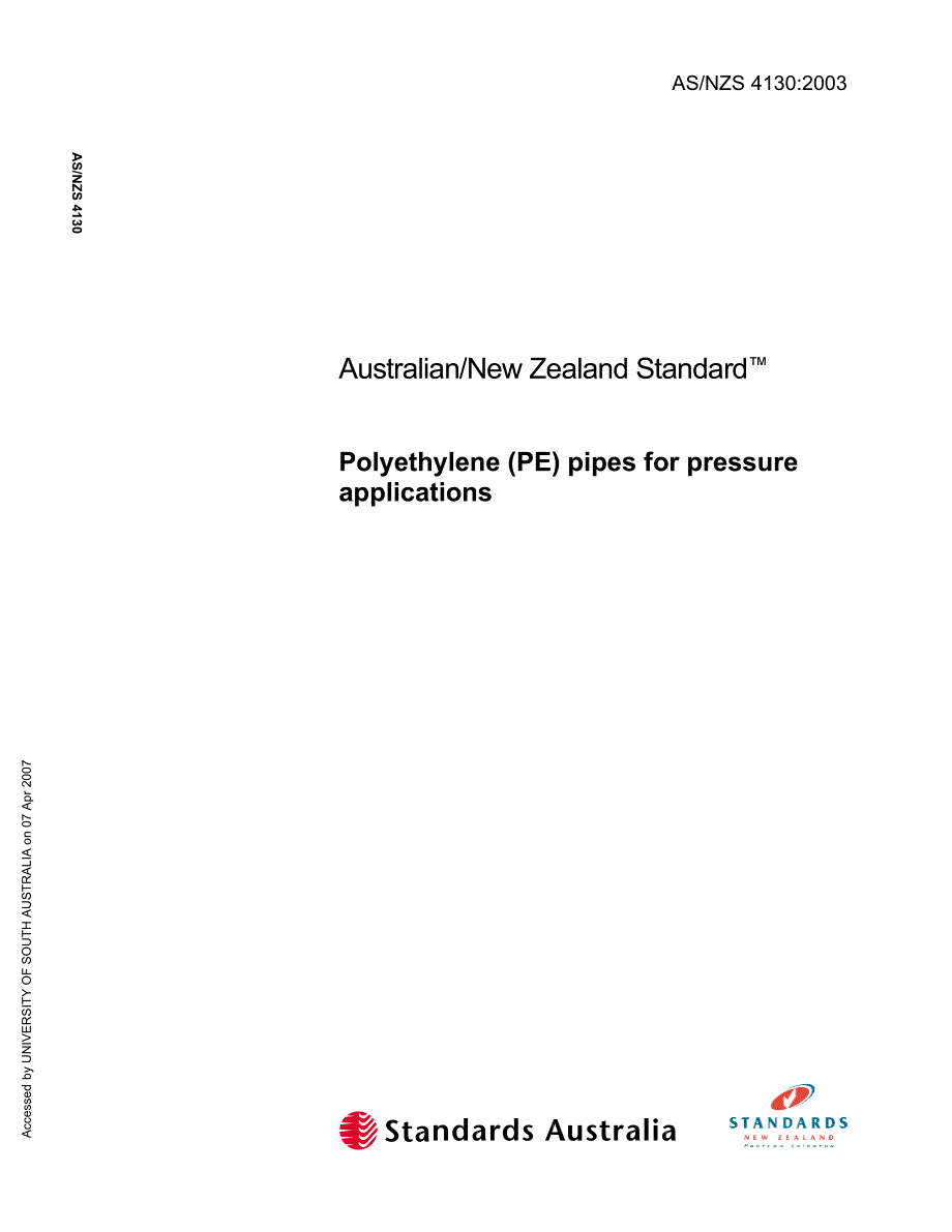 【AS澳大利亚标准】AS 41302003 Polyethylene (PE) pipes for pressure applications.doc_第1页