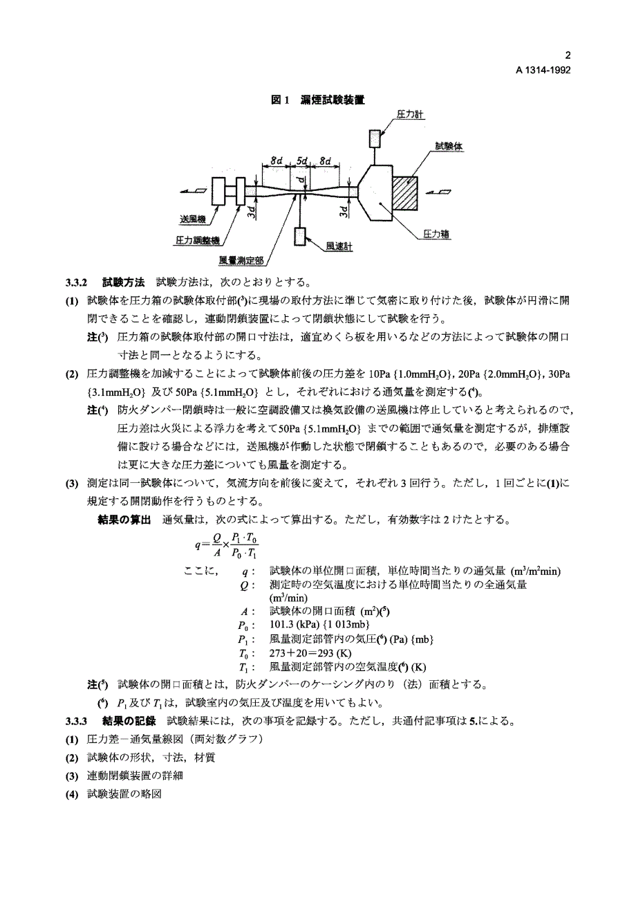 【JIS日本标准】jis a13141992 火炉调节闸板防烟试验方法.doc_第2页