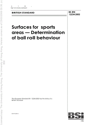 【BS标准word原稿】BS EN 122342002 运动场表面 球滚动性能的测定.doc