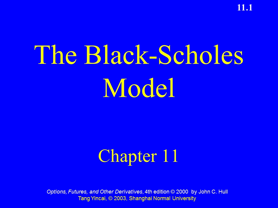 Ch11_TheBlack-ScholesModel(金融工程学,华东师大).ppt_第1页