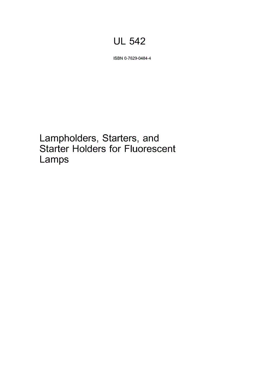 【UL标准】UL 5422003 Lampholders, Starters, and Starter Holders for Fluorescent Lamps.doc_第1页