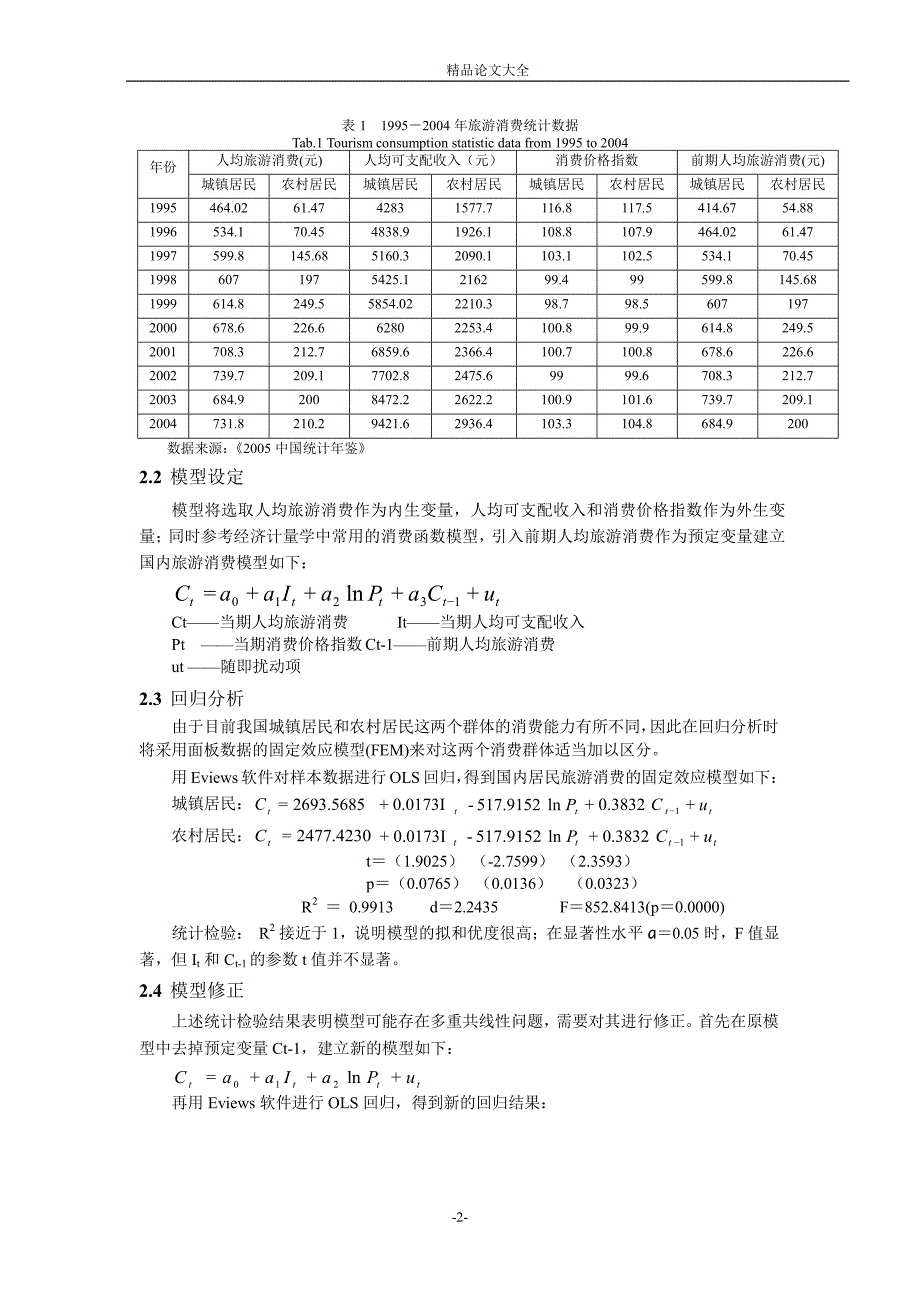 基于固定效应模型的国内旅游消费研究.doc_第2页