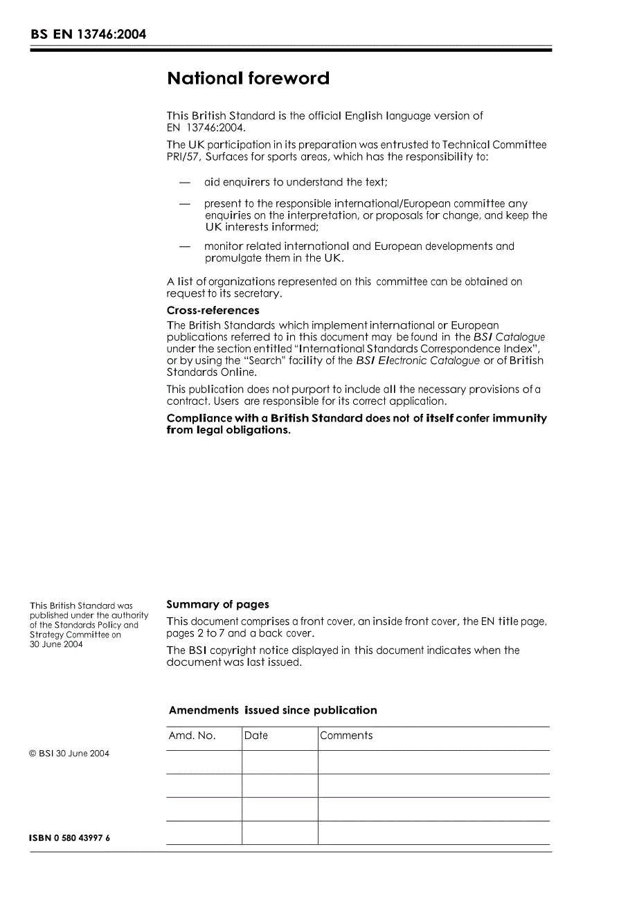 【BS英国标准】BS EN 137462004 Surfaces for sports areas Determination of dimensional changes due t.doc_第2页