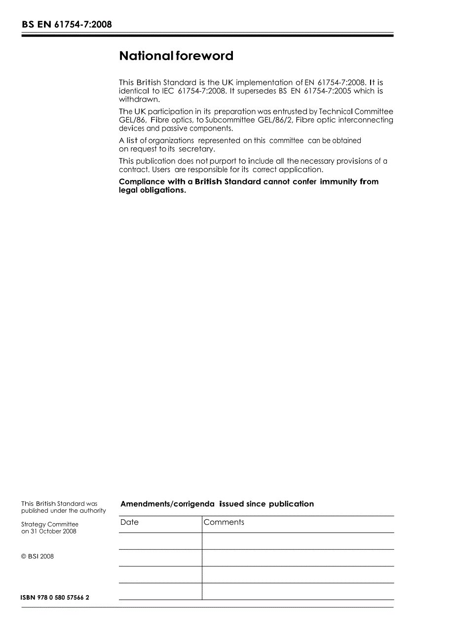 【BS英国标准】BS EN 617547 Fibre optic interconnecting devices and passive components — Fibre.doc_第2页