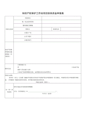 知识产权保护工作站项目扶持资金申报表.docx