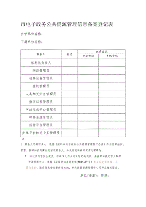 市电子政务公共资源管理信息备案登记表.docx