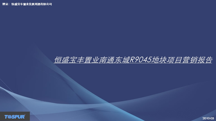 恒盛宝丰置业南通东城R9045地块项目营销报告.ppt_第1页