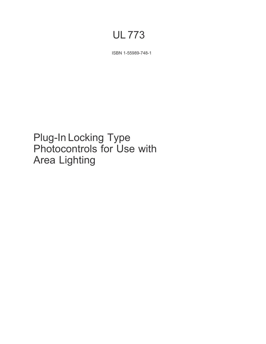 【UL标准】UL 7732002 PlugIn Locking Type Photocontrols for Use with Area Lighting.doc_第1页