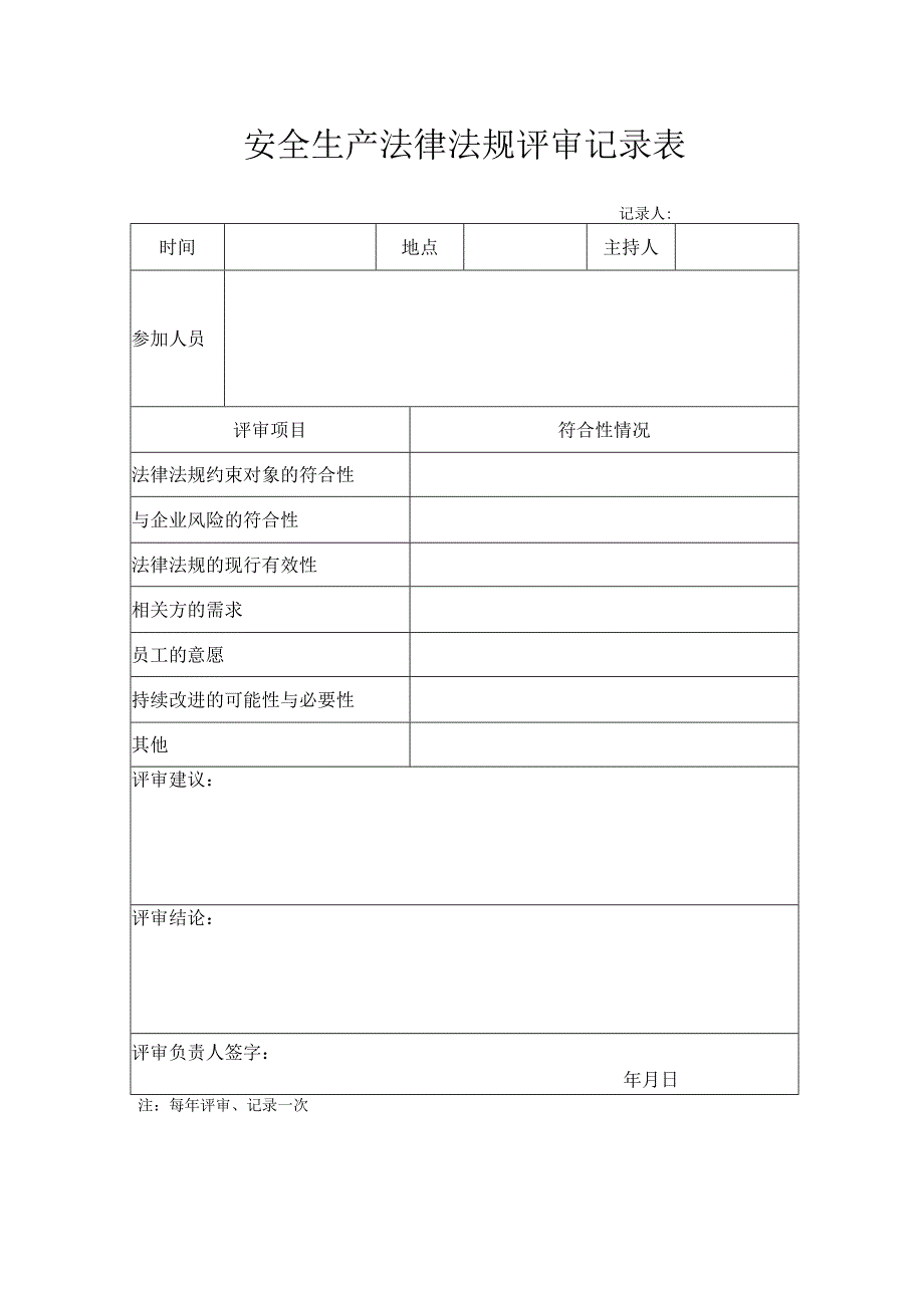 安全生产法律法规评审记录表.docx_第2页