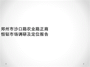 郑州市沙口路农业路正商恒钻市场调研及定位报告45P.ppt