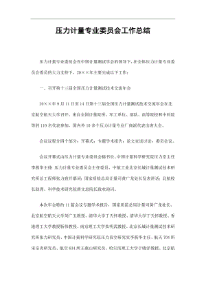 压力计量专业委员会工作总结精选.doc