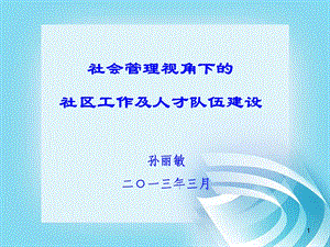 社会管理视角下社区工作及人才队伍建设.ppt