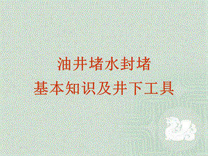 油井堵水封堵基本知识及下井工具.ppt