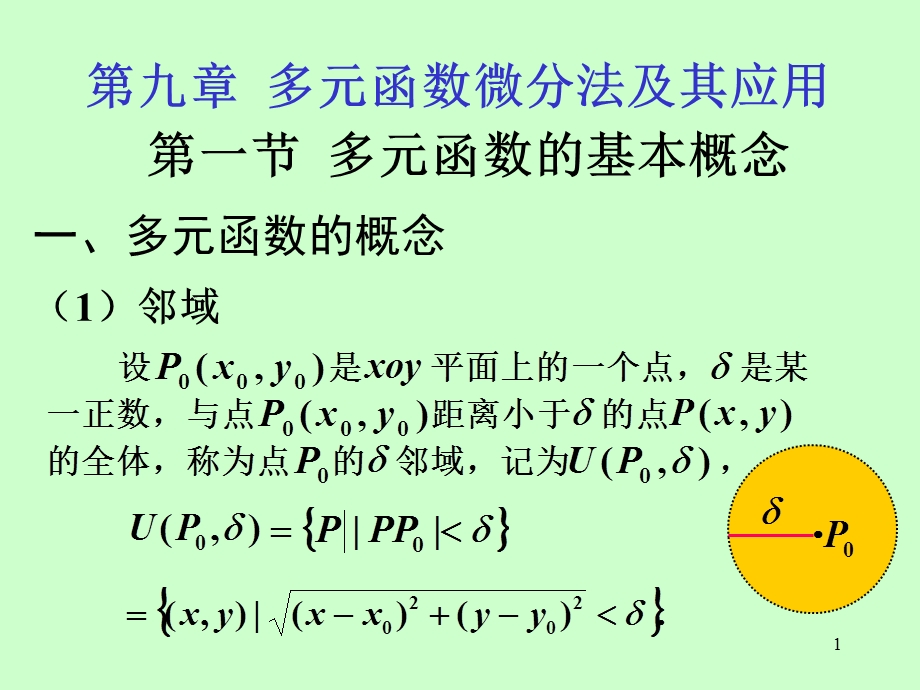 矿大高数81多元函数的基本概念.ppt_第1页