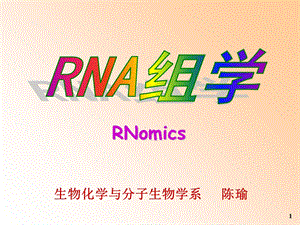 生物化学与分子生物学系 陈瑜 RNA组学.ppt