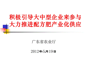 积极引导大中型企业来参与大力推进配方肥产业化供应.ppt