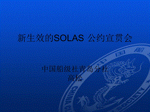 生效的SOLAS公约宣贯会.ppt