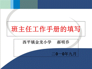 金龙小学班主任工作手册填写.ppt