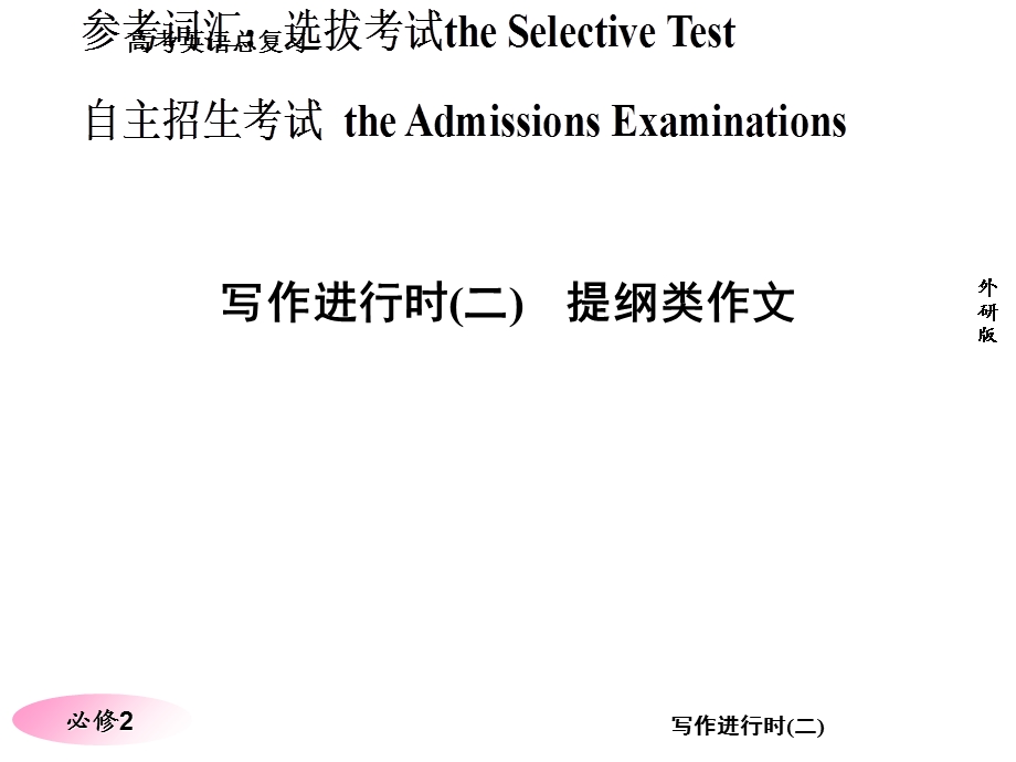 高三英语外研版总复习课件：写作进行时提纲类作.ppt_第2页