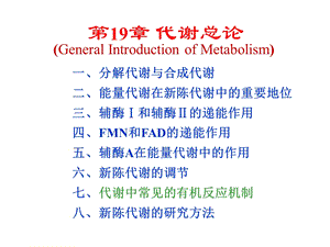 生物化学第19和20章代谢总论和生物能学.ppt