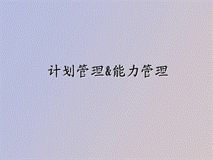 计划与能力管理.ppt