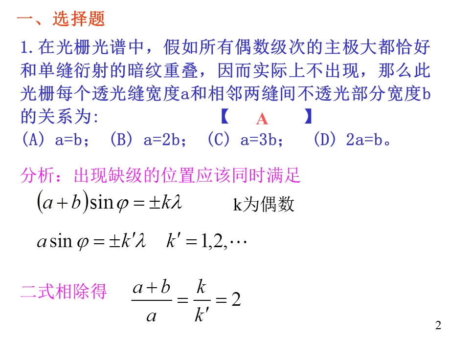 大学物理规范作业C上12光栅偏振.ppt_第2页