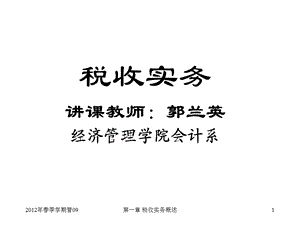 税收实务讲课教师郭兰英经济管理学院会计系.ppt