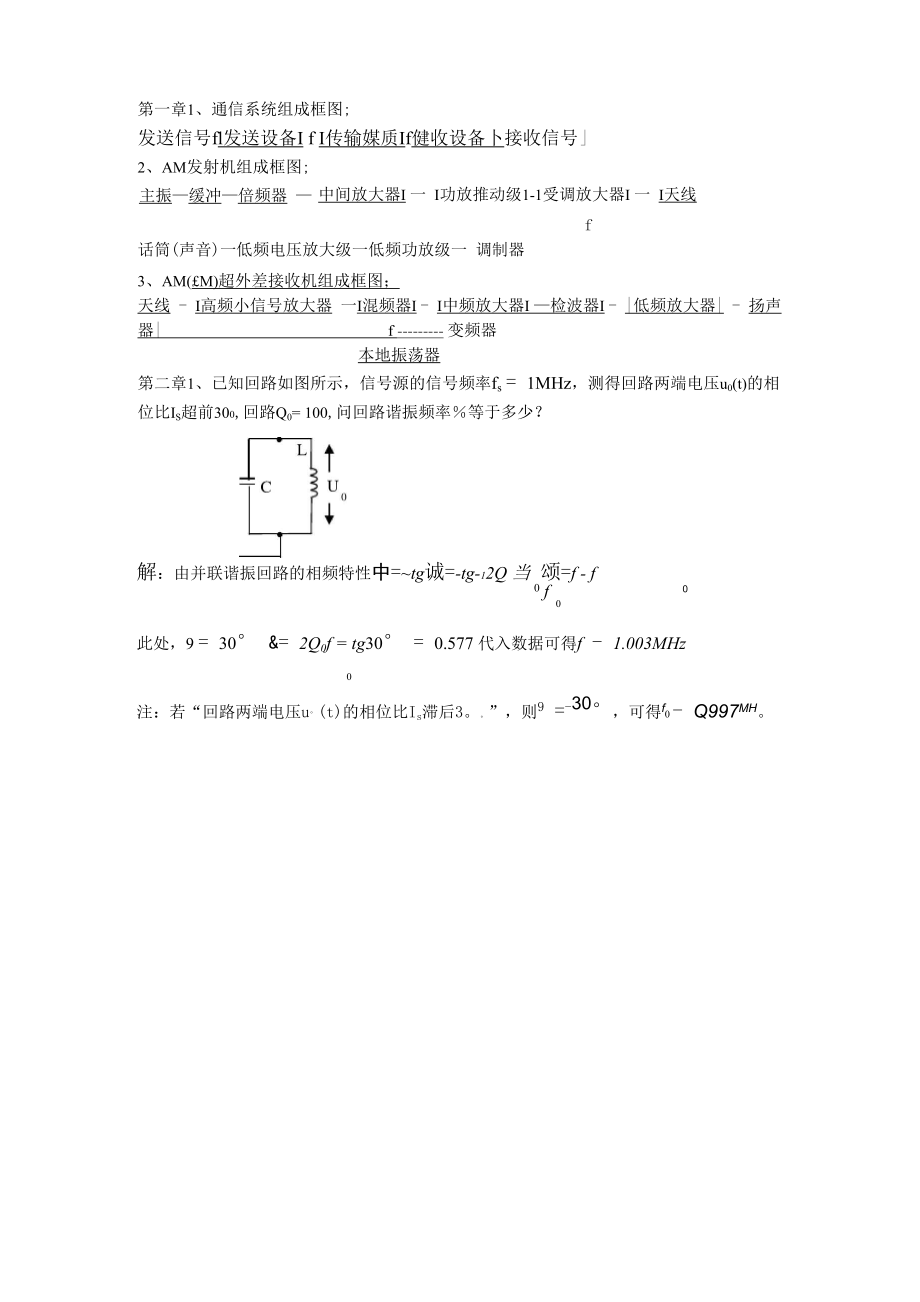 南开大学滨海学院高频电路考试资料.docx_第1页