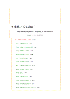 河北地区全部钢厂河北钢厂大全钢铁导购网1.doc