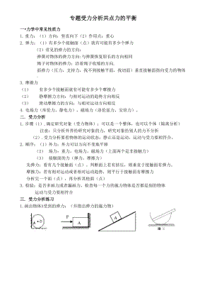 受力分析-共点力的平衡专题.docx