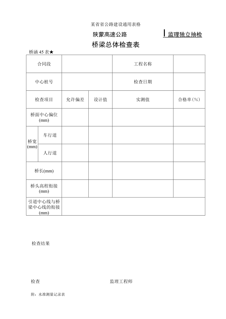 桥涵表45 桥 梁 总 体 检 查 表工程文档范本.docx_第1页