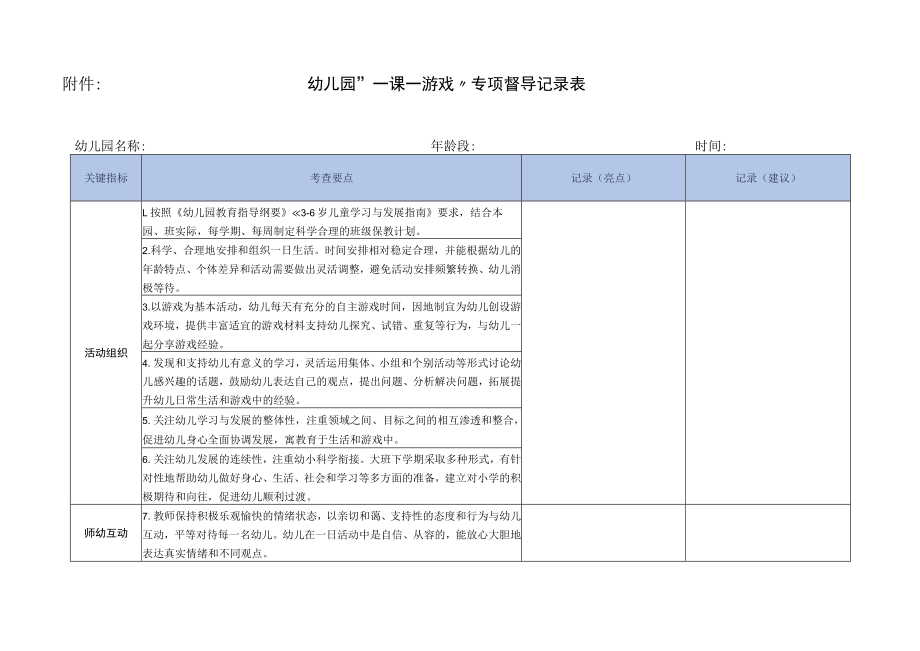 幼儿园“一课一游戏”专项督导记录表.docx_第1页