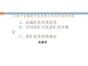 采矿技术与安全管理培训.ppt