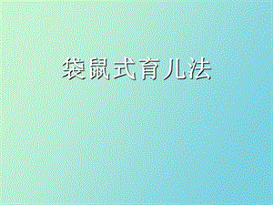 袋鼠式育儿法.ppt