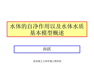 水体的自净作用以及水体基本模型.ppt